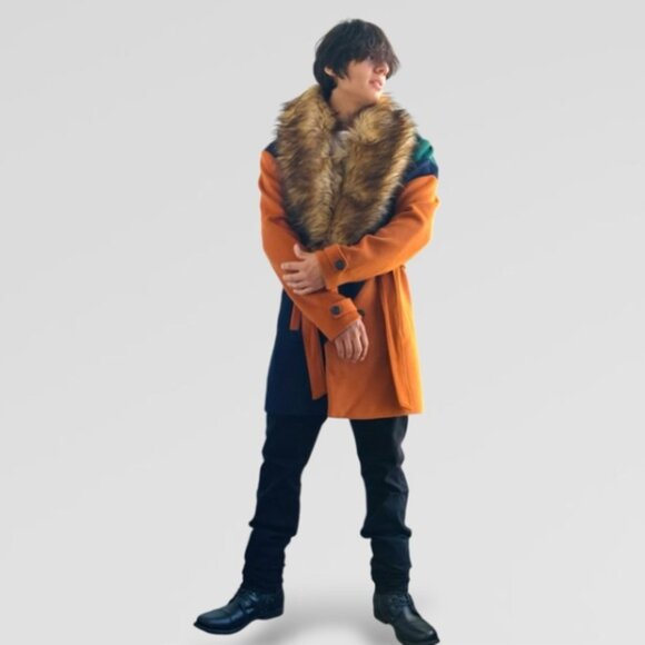 Men’s Rust | Navy | Green Double Breast Coat NWT - Picture 2 of 9